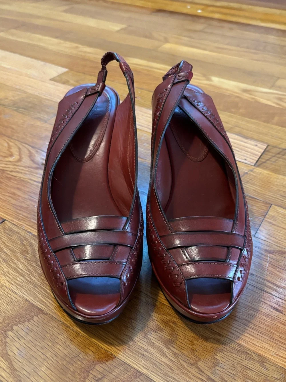 Frye leather Slingback Platform peep toe Heels